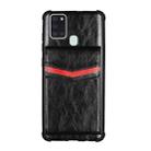 For Samsung Galaxy A21s Flip Card Bag Copper Buckle TPU + PU Leather Back Cover Shockproof Case with Card Slots & Photo Frame(Black) - 1
