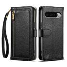 For Google Pixel 9 Pro XL ESEBLE E11 Colorful Litchi Pattern Zipper Wallet Leather Phone Case(Black) - 1