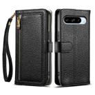 For Google Pixel 8 Pro ESEBLE E11 Colorful Litchi Pattern Zipper Wallet Leather Phone Case(Black) - 1