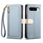 For Google Pixel 8 Pro ESEBLE E11 Colorful Litchi Pattern Zipper Wallet Leather Phone Case(Sky Blue) - 1