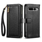 For Google Pixel 7 Pro 5G ESEBLE E11 Colorful Litchi Pattern Zipper Wallet Leather Phone Case(Black) - 1