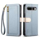 For Google Pixel 7 Pro 5G ESEBLE E11 Colorful Litchi Pattern Zipper Wallet Leather Phone Case(Sky Blue) - 1