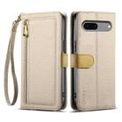For Google Pixel 7 5G ESEBLE E11 Colorful Litchi Pattern Zipper Wallet Leather Phone Case(Khaki) - 1