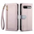 For Google Pixel 7 5G ESEBLE E11 Colorful Litchi Pattern Zipper Wallet Leather Phone Case(Light Purple) - 1