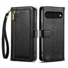 For Google Pixel 6a ESEBLE E11 Colorful Litchi Pattern Zipper Wallet Leather Phone Case(Black) - 1