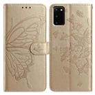 For Samsung Galaxy S20 Butterfly Flutter Pattern Embossed Leather Phone Case(Gold) - 1