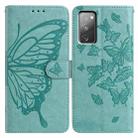 For Samsung Galaxy S20 FE Butterfly Flutter Pattern Embossed Leather Phone Case(Green) - 1