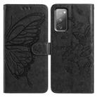 For Samsung Galaxy S20 FE Butterfly Flutter Pattern Embossed Leather Phone Case(Black) - 1