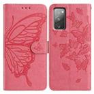 For Samsung Galaxy S20 FE Butterfly Flutter Pattern Embossed Leather Phone Case(Rose Red) - 1