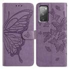 For Samsung Galaxy S20 FE Butterfly Flutter Pattern Embossed Leather Phone Case(Purple) - 1