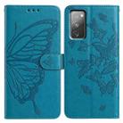 For Samsung Galaxy S20 FE Butterfly Flutter Pattern Embossed Leather Phone Case(Blue) - 1