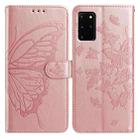 For Samsung Galaxy S20+ Butterfly Flutter Pattern Embossed Leather Phone Case(Rose Gold) - 1