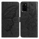 For Samsung Galaxy S20+ Butterfly Flutter Pattern Embossed Leather Phone Case(Black) - 1