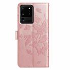 For Samsung Galaxy S20 Ultra Butterfly Flutter Pattern Embossed Leather Phone Case(Rose Gold) - 3