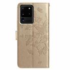 For Samsung Galaxy S20 Ultra Butterfly Flutter Pattern Embossed Leather Phone Case(Gold) - 3