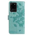 For Samsung Galaxy S20 Ultra Butterfly Flutter Pattern Embossed Leather Phone Case(Green) - 3