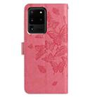 For Samsung Galaxy S20 Ultra Butterfly Flutter Pattern Embossed Leather Phone Case(Rose Red) - 3
