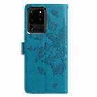 For Samsung Galaxy S20 Ultra Butterfly Flutter Pattern Embossed Leather Phone Case(Blue) - 3