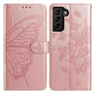 For Samsung Galaxy S21+ 5G Butterfly Flutter Pattern Embossed Leather Phone Case(Rose Gold) - 1