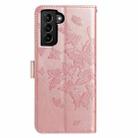 For Samsung Galaxy S21+ 5G Butterfly Flutter Pattern Embossed Leather Phone Case(Rose Gold) - 3