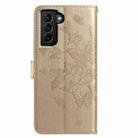 For Samsung Galaxy S21+ 5G Butterfly Flutter Pattern Embossed Leather Phone Case(Gold) - 3