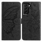 For Samsung Galaxy S21+ 5G Butterfly Flutter Pattern Embossed Leather Phone Case(Black) - 1