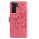 For Samsung Galaxy S21+ 5G Butterfly Flutter Pattern Embossed Leather Phone Case(Rose Red) - 3