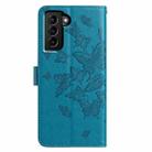 For Samsung Galaxy S21 FE 5G Butterfly Flutter Pattern Embossed Leather Phone Case(Blue) - 3