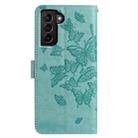 For Samsung Galaxy S21 FE 5G Butterfly Flutter Pattern Embossed Leather Phone Case(Green) - 3