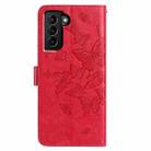 For Samsung Galaxy S21 FE 5G Butterfly Flutter Pattern Embossed Leather Phone Case(Red) - 3
