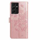 For Samsung Galaxy S21 Ultra 5G Butterfly Flutter Pattern Embossed Leather Phone Case(Rose Gold) - 3