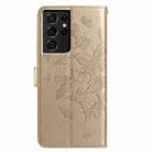 For Samsung Galaxy S21 Ultra 5G Butterfly Flutter Pattern Embossed Leather Phone Case(Gold) - 3