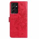 For Samsung Galaxy S21 Ultra 5G Butterfly Flutter Pattern Embossed Leather Phone Case(Red) - 3
