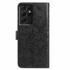 For Samsung Galaxy S21 Ultra 5G Butterfly Flutter Pattern Embossed Leather Phone Case(Black) - 3