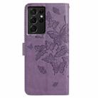 For Samsung Galaxy S21 Ultra 5G Butterfly Flutter Pattern Embossed Leather Phone Case(Purple) - 3