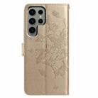 For Samsung Galaxy S22 Ultra 5G Butterfly Flutter Pattern Embossed Leather Phone Case(Gold) - 3