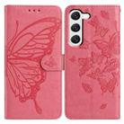 For Samsung Galaxy S23 5G Butterfly Flutter Pattern Embossed Leather Phone Case(Rose Red) - 1