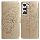 For Samsung Galaxy S23+ 5G Butterfly Flutter Pattern Embossed Leather Phone Case(Gold) - 1