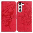 For Samsung Galaxy S23+ 5G Butterfly Flutter Pattern Embossed Leather Phone Case(Red) - 1
