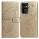 For Samsung Galaxy S23 Ultra 5G Butterfly Flutter Pattern Embossed Leather Phone Case(Gold) - 1