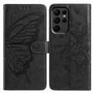 For Samsung Galaxy S23 Ultra 5G Butterfly Flutter Pattern Embossed Leather Phone Case(Black) - 1