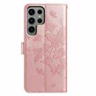 For Samsung Galaxy S24 Ultra 5G Butterfly Flutter Pattern Embossed Leather Phone Case(Rose Gold) - 3