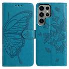 For Samsung Galaxy S24 Ultra 5G Butterfly Flutter Pattern Embossed Leather Phone Case(Blue) - 1