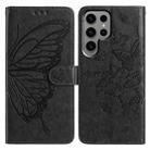 For Samsung Galaxy S24 Ultra 5G Butterfly Flutter Pattern Embossed Leather Phone Case(Black) - 1