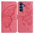 For Samsung Galaxy S25 5G Butterfly Flutter Pattern Embossed Leather Phone Case(Rose Red) - 1