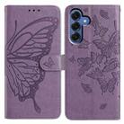 For Samsung Galaxy S25 5G Butterfly Flutter Pattern Embossed Leather Phone Case(Purple) - 1