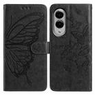 For Samsung Galaxy S25 Edge 5G Butterfly Flutter Pattern Embossed Leather Phone Case(Black) - 1