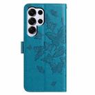 For Samsung Galax S25 Ultra 5G Butterfly Flutter Pattern Embossed Leather Phone Case(Blue) - 3