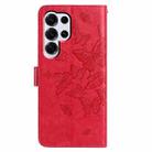 For Samsung Galax S25 Ultra 5G Butterfly Flutter Pattern Embossed Leather Phone Case(Red) - 3