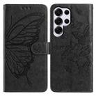 For Samsung Galax S25 Ultra 5G Butterfly Flutter Pattern Embossed Leather Phone Case(Black) - 1